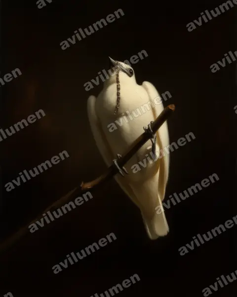 Oil illustration: Procnias albus (White Bellbird)