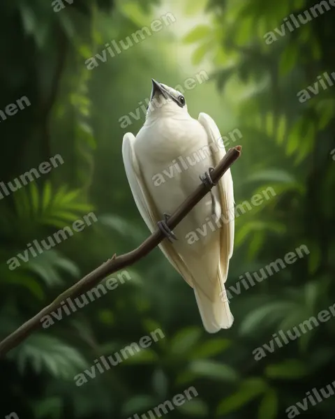 Realistic illustration: Procnias albus (White Bellbird)