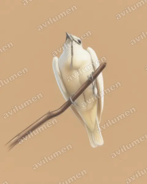 Colored pencil illustration: Procnias albus (White Bellbird)