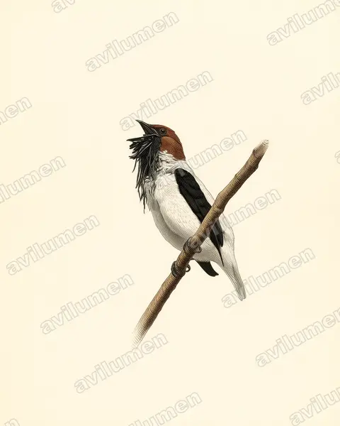 Illustration Planche ancienne : Procnias averano (Araponga barbu)