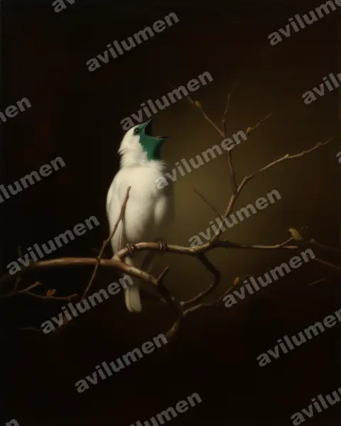 Illustration im Stil Öl: Nacktkehl-Glockenvogel (Procnias nudicollis)