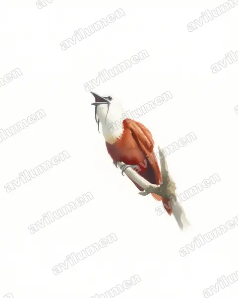 Illustration Aquarelle : Procnias tricarunculatus (Araponga tricaronculé)