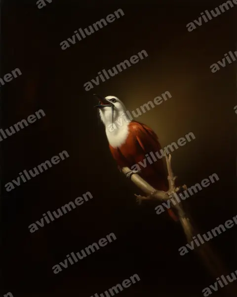 Illustration Huile : Procnias tricarunculatus (Araponga tricaronculé)