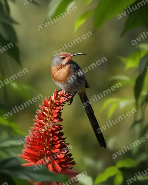 Ilustración en Realista: Promerops gurneyi (Mielero-abejaruco de Gurney)