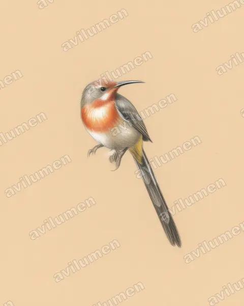 Ilustración en Lápiz de color: Promerops gurneyi (Mielero-abejaruco de Gurney)