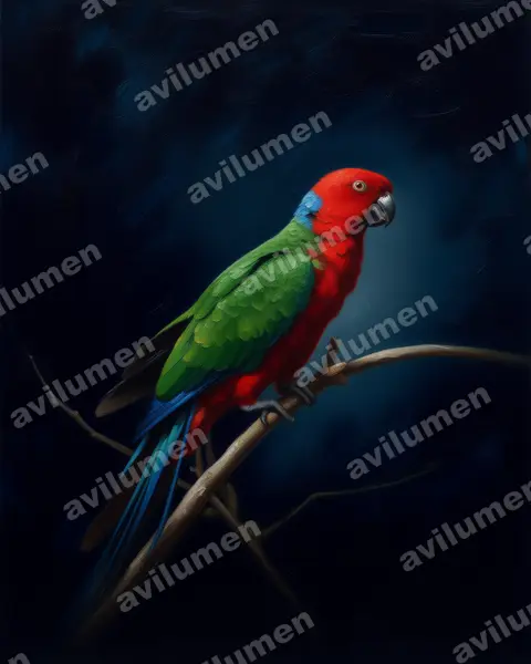 Illustration im Stil Öl: Fidschisittich (Prosopeia splendens)