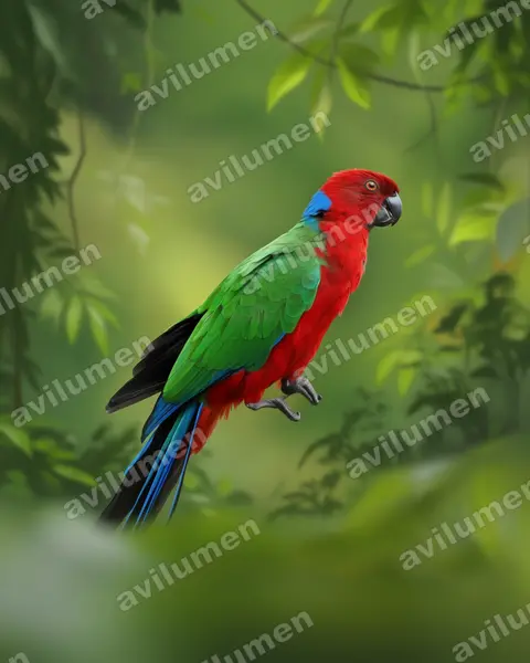 Illustration im Stil Realistisch: Fidschisittich (Prosopeia splendens)