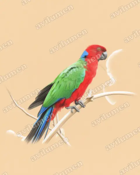 Illustration im Stil Buntstift: Fidschisittich (Prosopeia splendens)