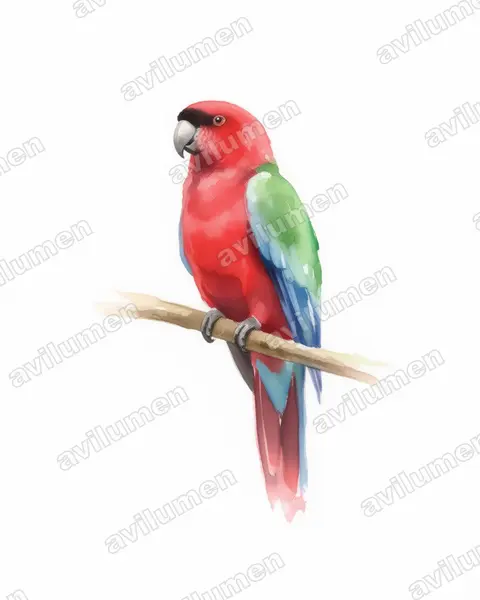 Illustration im Stil Aquarell: Pompadoursittich (Prosopeia tabuensis)