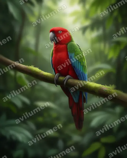 Illustration im Stil Realistisch: Pompadoursittich (Prosopeia tabuensis)