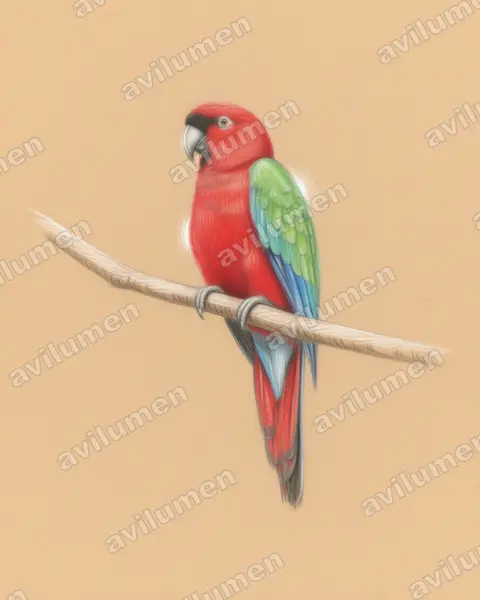 Illustration im Stil Buntstift: Pompadoursittich (Prosopeia tabuensis)