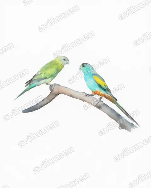 金肩鸚鵡（Psephotellus chrysopterygius）的水彩插画