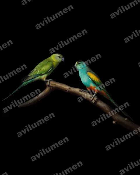 金肩鸚鵡（Psephotellus chrysopterygius）的油画插画