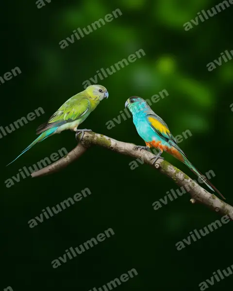 金肩鸚鵡（Psephotellus chrysopterygius）的写实插画