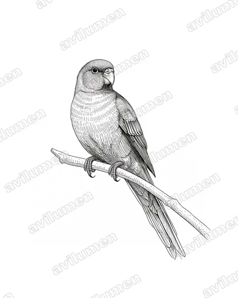 Ink illustration: Psephotellus dissimilis (Hooded Parrot)