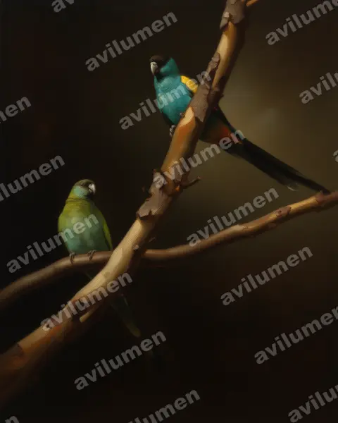 Oil illustration: Psephotellus dissimilis (Hooded Parrot)