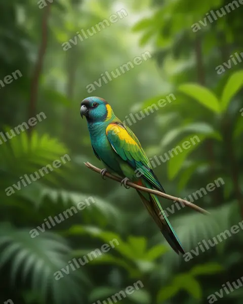 Realistic illustration: Psephotellus dissimilis (Hooded Parrot)