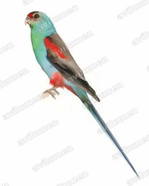 Ilustración en Acuarela: Psephotellus pulcherrimus (Perico del paraíso)