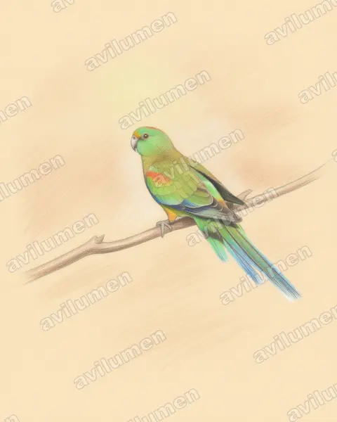Illustration im Stil Buntstift: Vielfarbensittich (Psephotellus varius)
