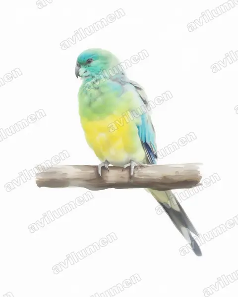 Illustration im Stil Aquarell: Singsittich (Psephotus haematonotus)