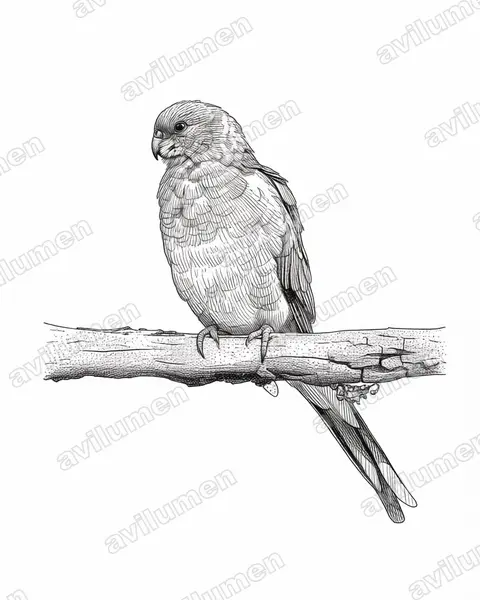 Illustration im Stil Tusche: Singsittich (Psephotus haematonotus)