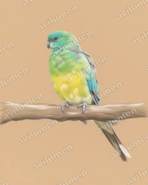 Illustration im Stil Buntstift: Singsittich (Psephotus haematonotus)