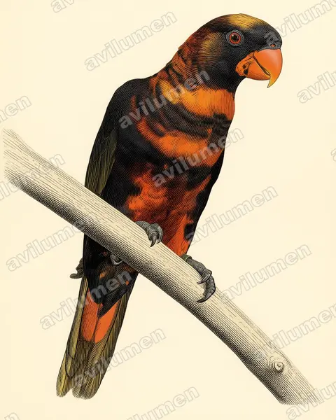 Illustration Planche ancienne : Pseudeos fuscata (Lori sombre)