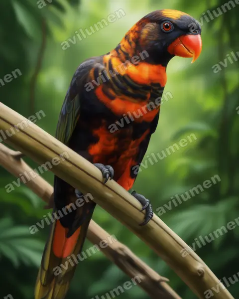 Illustration Réaliste : Pseudeos fuscata (Lori sombre)