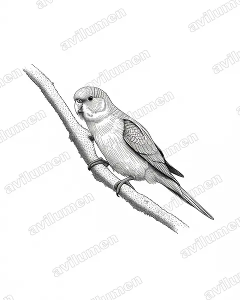 Ink illustration: Psilopsiagon aurifrons (Mountain Parakeet)