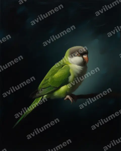 Illustration Huile : Psilopsiagon aymara (Toui aymara)