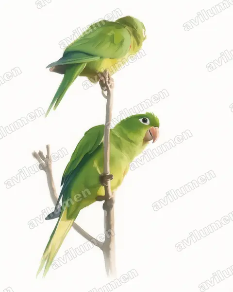 Illustration Aquarelle : Psittacara chloropterus (Conure maîtresse)