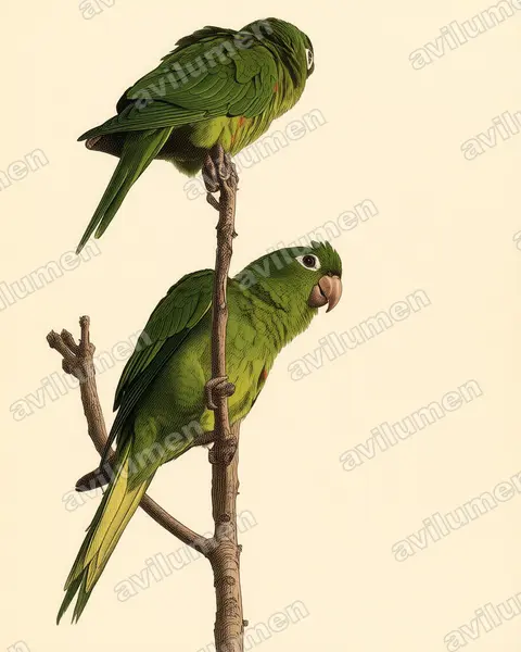 Illustration Planche ancienne : Psittacara chloropterus (Conure maîtresse)