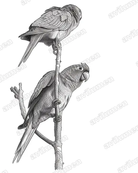 Illustration Encre : Psittacara chloropterus (Conure maîtresse)