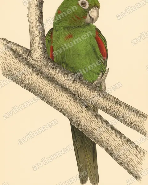 Vintage plate illustration: Psittacara euops (Cuban parakeet)
