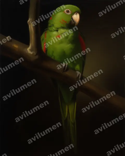Oil illustration: Psittacara euops (Cuban parakeet)