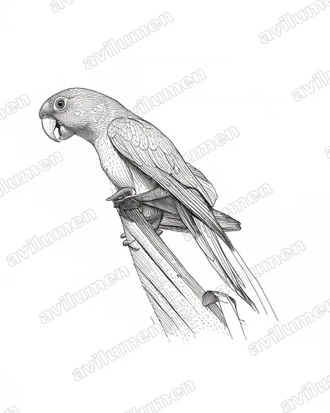 Illustration Encre : Psittacara finschi (Conure de Finsch)