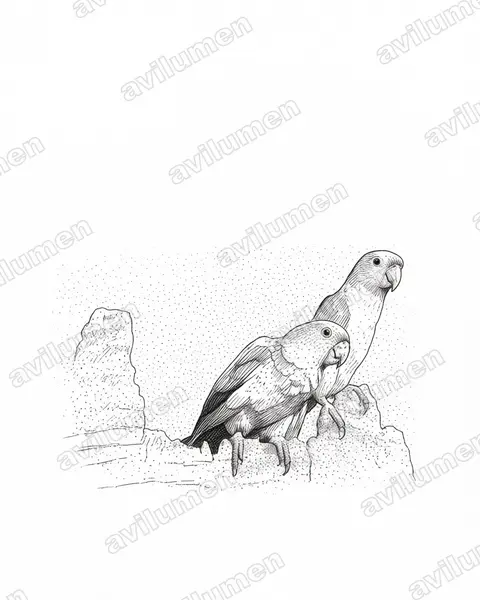 Illustration Encre : Psittacara holochlorus (Conure verte)