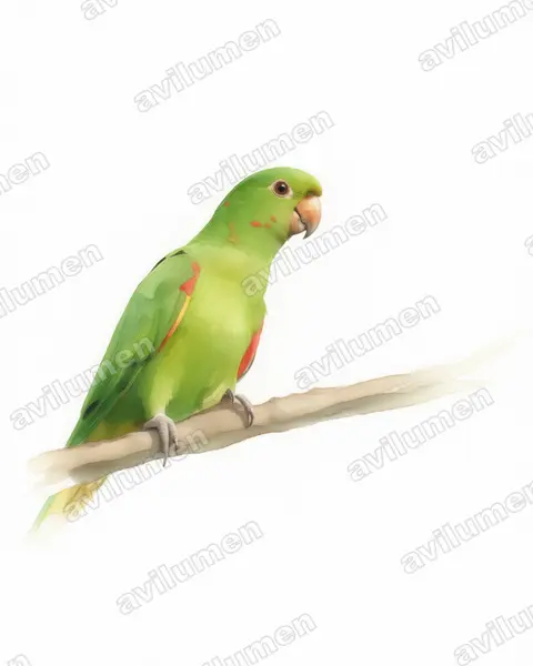 White-eyed parakeet(Psittacara leucophthalmus)的水彩插画