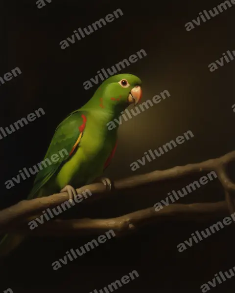 White-eyed parakeet(Psittacara leucophthalmus)的油画插画