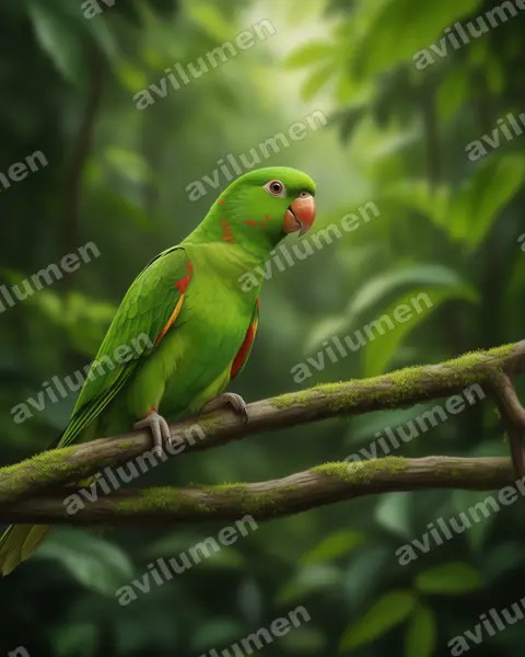 White-eyed parakeet(Psittacara leucophthalmus)的写实插画