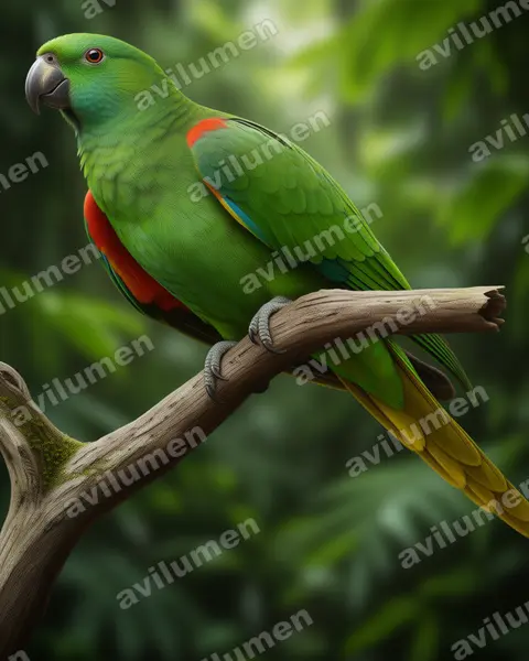 Illustration Réaliste : Psittacara maugei (Conure de Porto Rico)