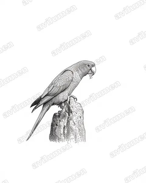Mitred parakeet（Psittacara mitratus）的钢笔墨线插画