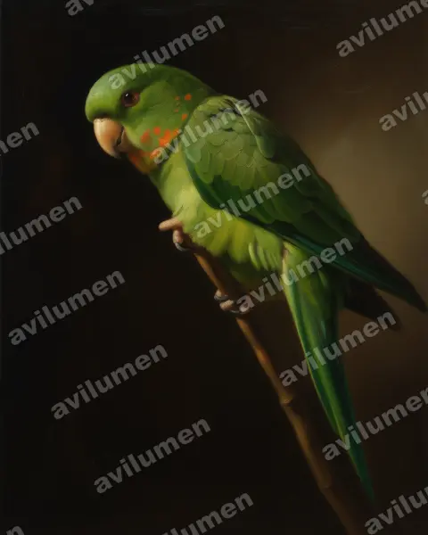 Illustration im Stil Öl: Red-throated parakeet (Psittacara rubritorquis)