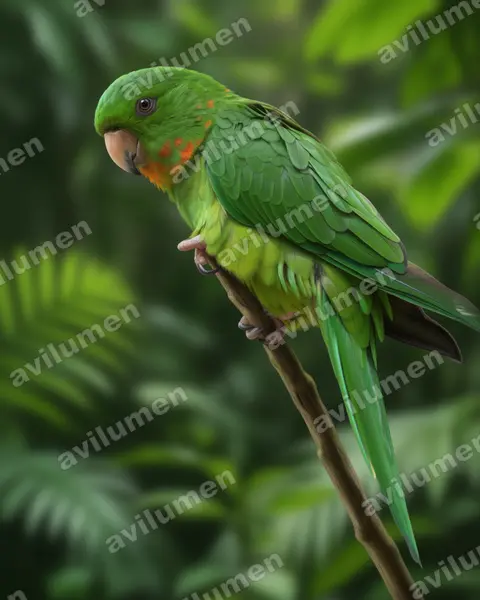 Illustration im Stil Realistisch: Red-throated parakeet (Psittacara rubritorquis)