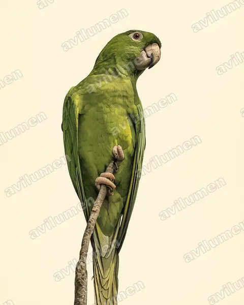 Ilustración en Lámina antigua: Psittacara strenuus (Aratinga strenua)