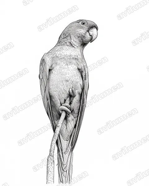 Ilustración en Tinta: Psittacara strenuus (Aratinga strenua)