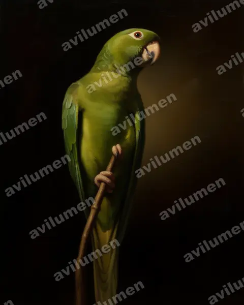 Ilustración en Óleo: Psittacara strenuus (Aratinga strenua)