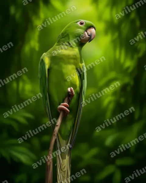 Ilustración en Realista: Psittacara strenuus (Aratinga strenua)