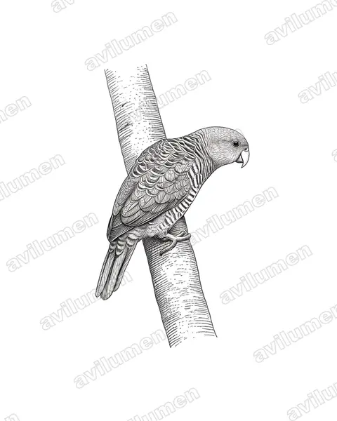 Illustration Encre : Psittacella brehmii (Perruche de Brehm)