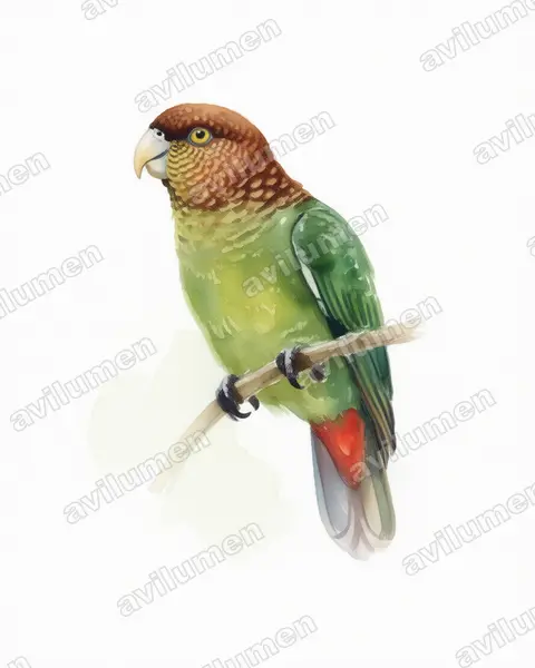 Watercolor illustration: Psittacella modesta (Modest Tiger Parrot)
